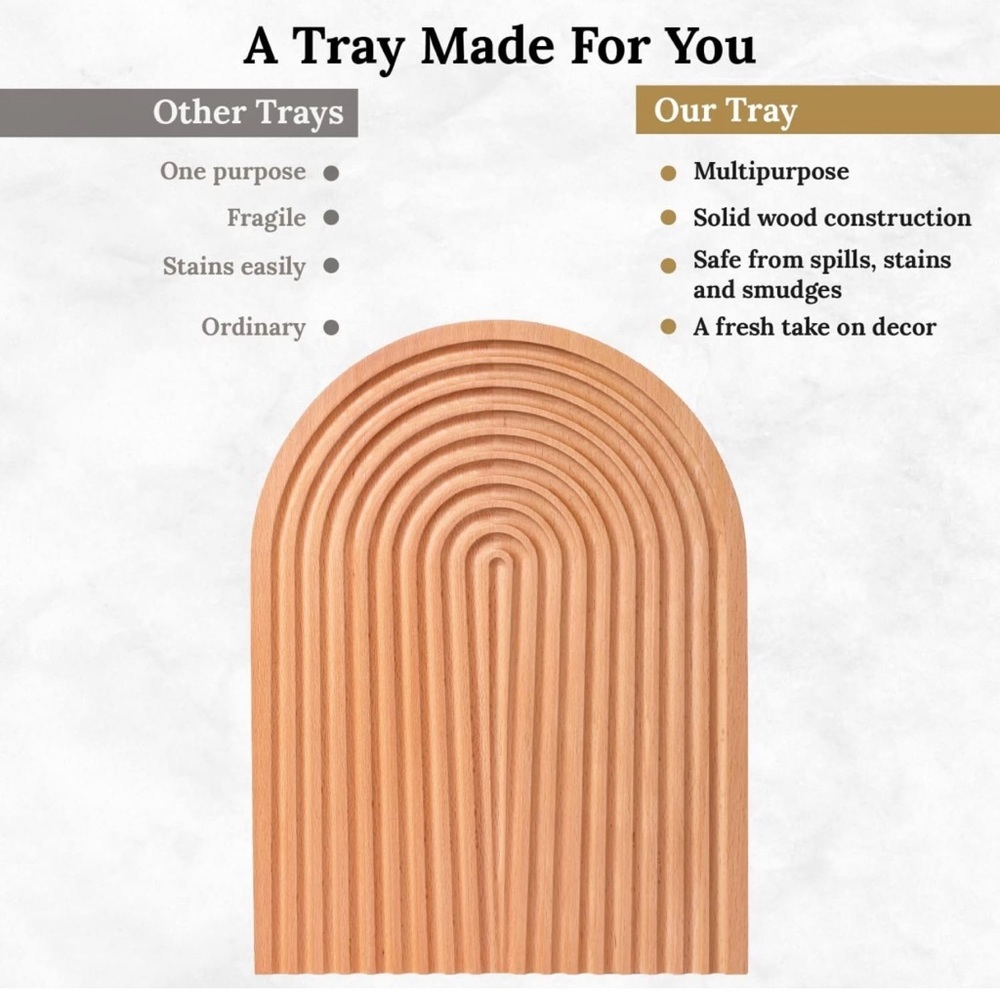 New Arch design tray wooden decorative servings tray cutting charcuterie board - Picture 8 of 13